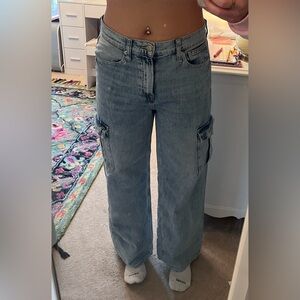 High rise cargo jeans